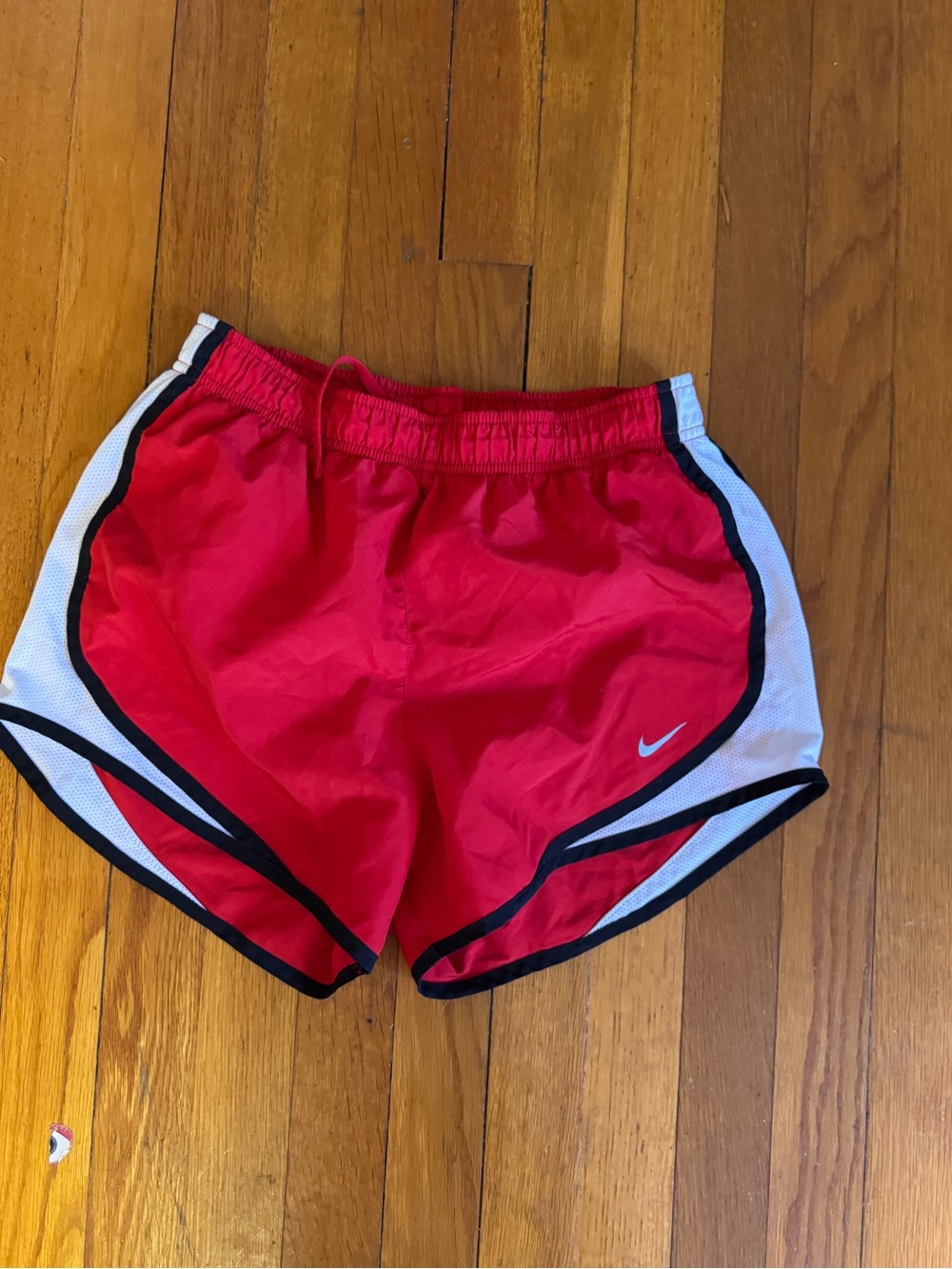Nike Women's Red Athletic Running Shorts with White Panels